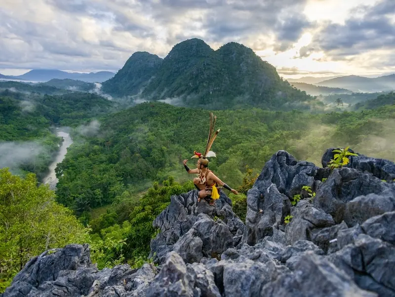 Dayak guy on kalimantan mountain