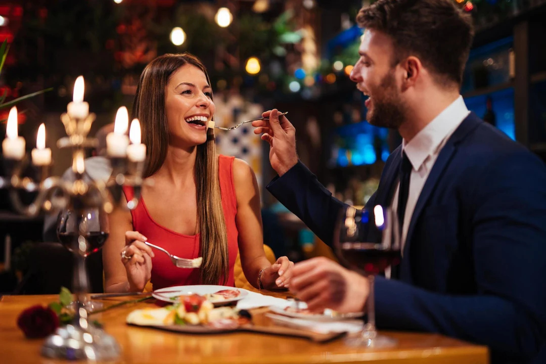 a couple in romantic dinner 