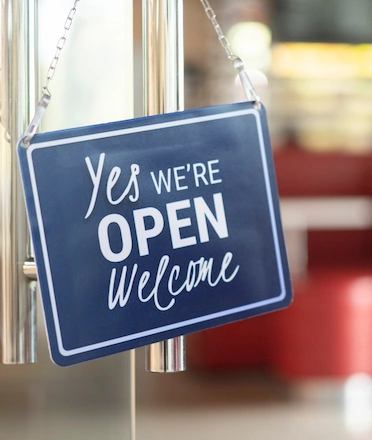 Clear Restaurant OPEN Sign Post