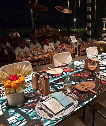 Table Arrangement and Live Gamelan on the Background of COMO Beach House Canggu