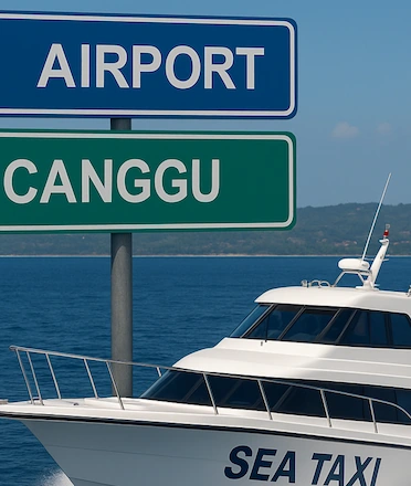 Sea Taxi From Airport to Canggu, Bali Illustration AI