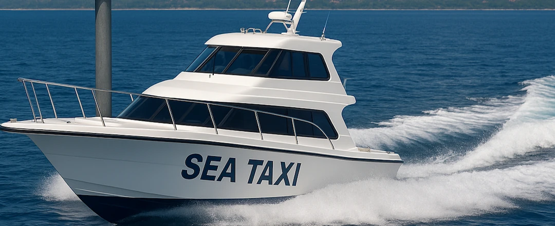 Sea Taxi From Airport to Canggu, Bali Illustration AI