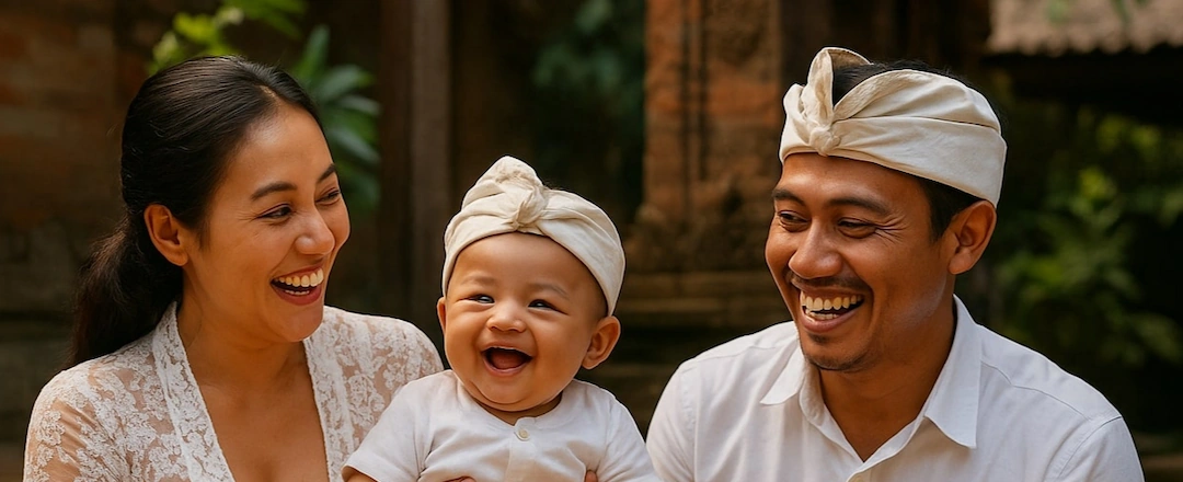 Balinese Family Parents Baby Smiling AI