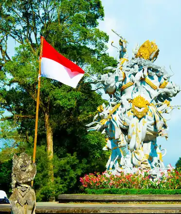 Indonesia Merah Putih Flag At Bali Botanical Garden Bedugul