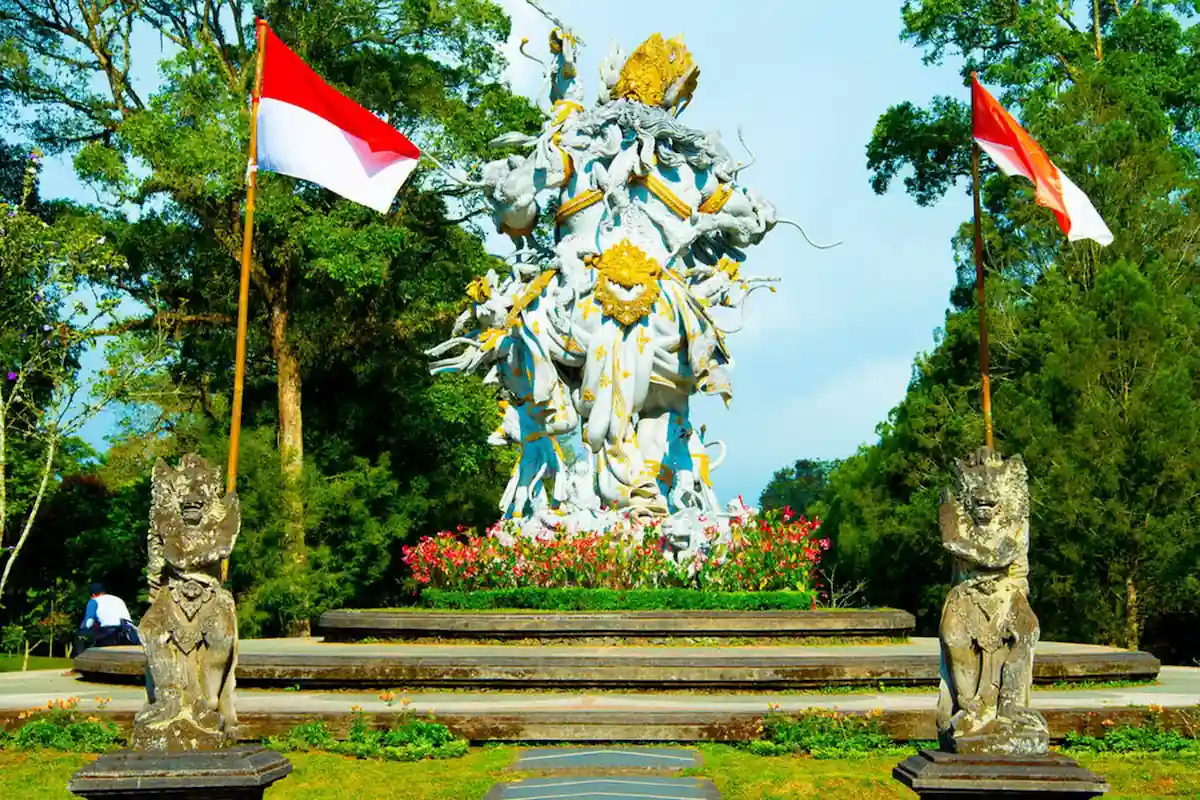 Indonesia Merah Putih Flag At Bali Botanical Garden Bedugul