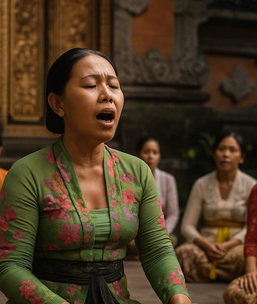 Balinese Women Singing Tembang AI Illustration Balinese Women Singing Tembang AI Illustration