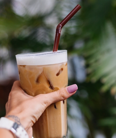 Iced Coffee With Verdant Background