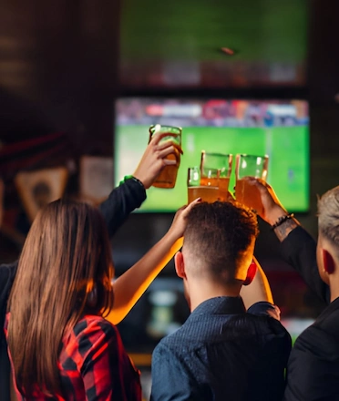 People Toasting at Sports Bar