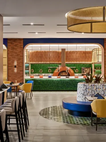 Modern and stylish dining area at Voya All Day Dining