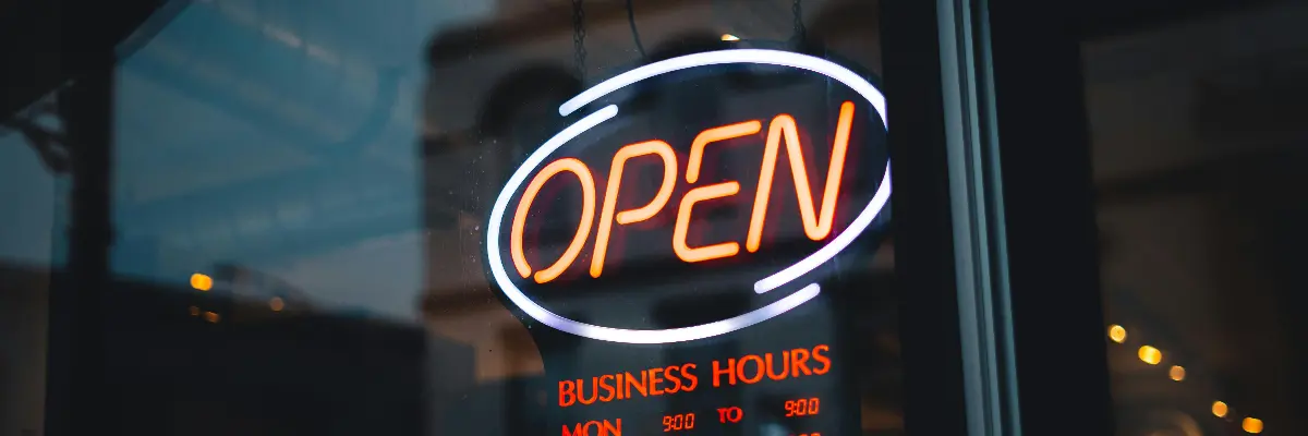 an Open sign at a cafe