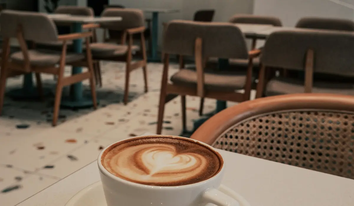 Hot cappucino in a cafe