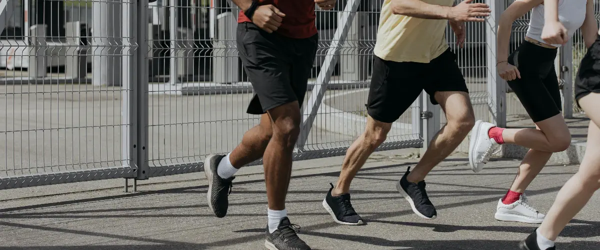 group of people running together
