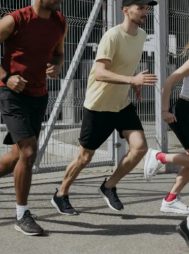 group of people running together