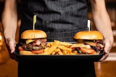 burger on tray