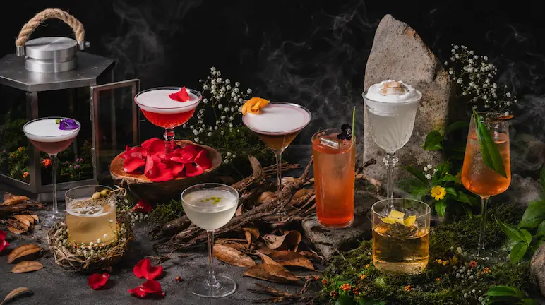 nine drinks display