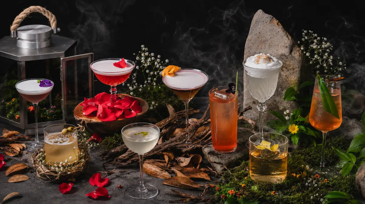 nine drinks display