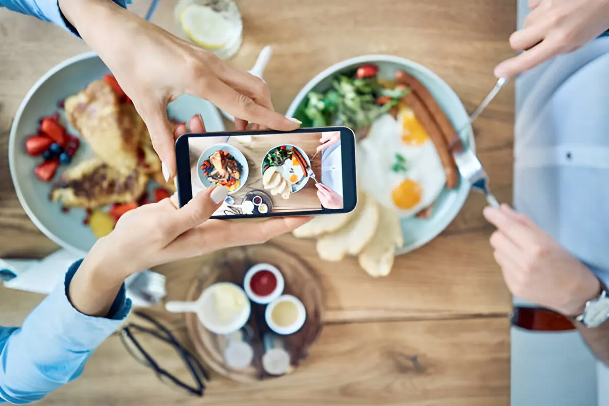 photo taking for breakfast on the table