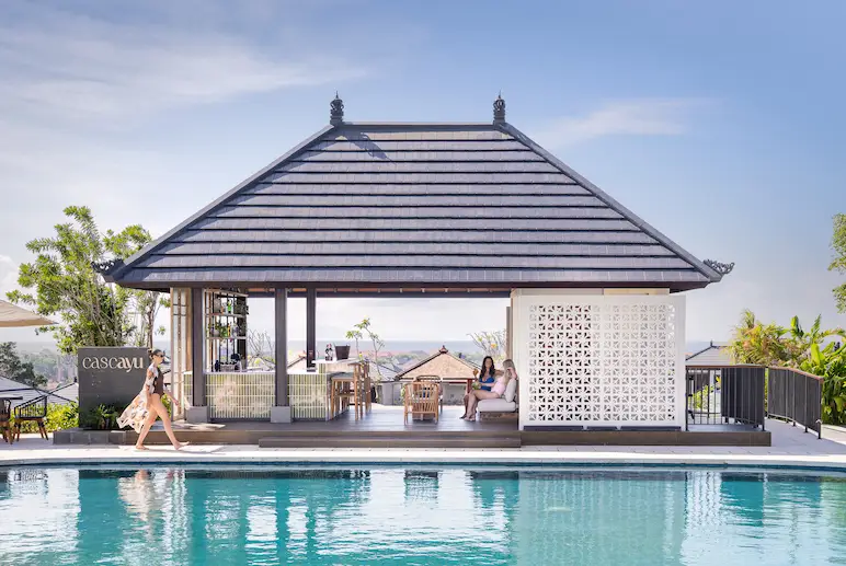 Building on the pool side