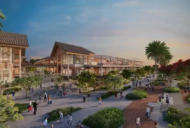 beachfront mall with visitors
