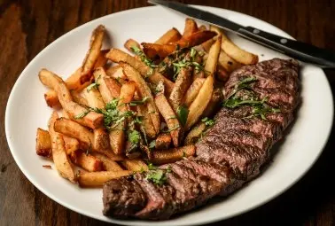 premium steak and fries