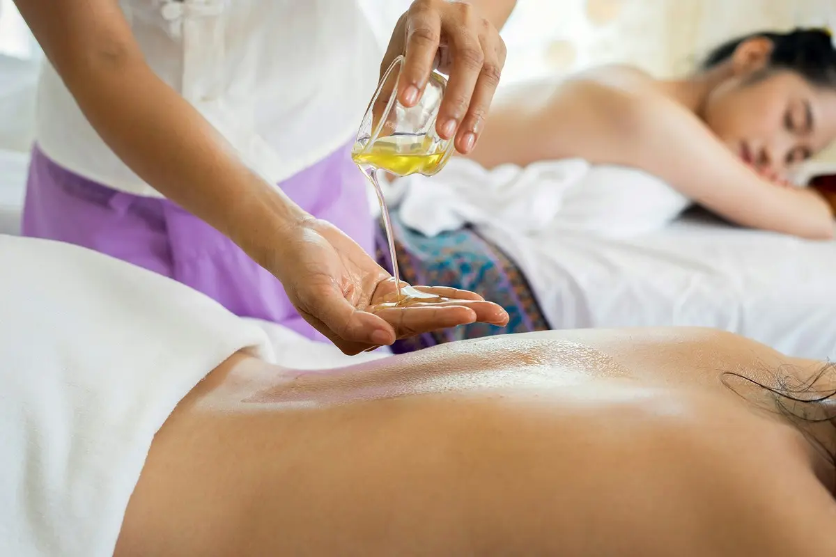 lady in the spa getting massage