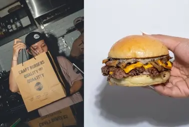 burger and paper bag
