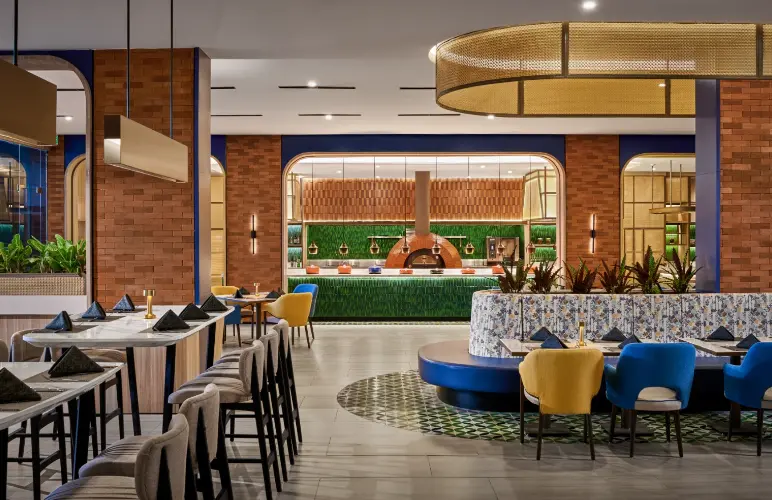 Modern and stylish dining area at Voya All Day Dining