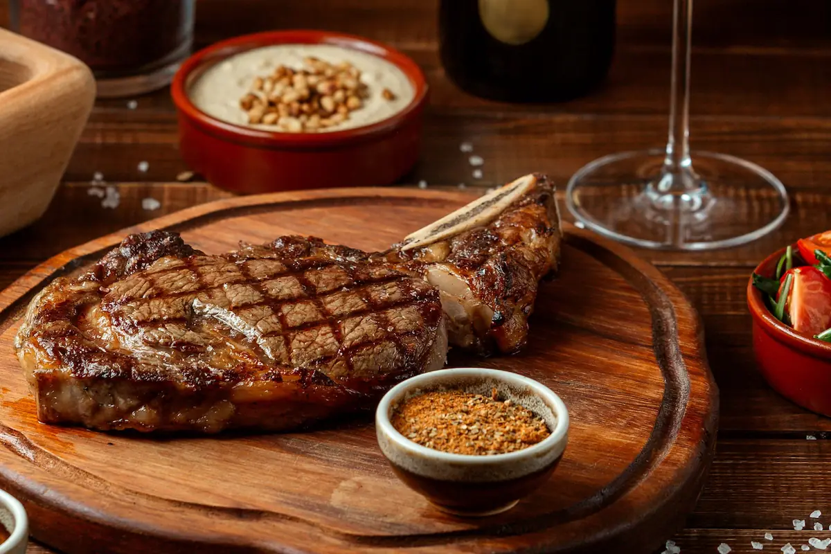 Sizzling Steak on Table