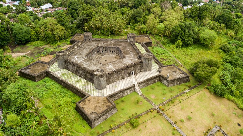  Aerial view of Banda Neira in Indonesia