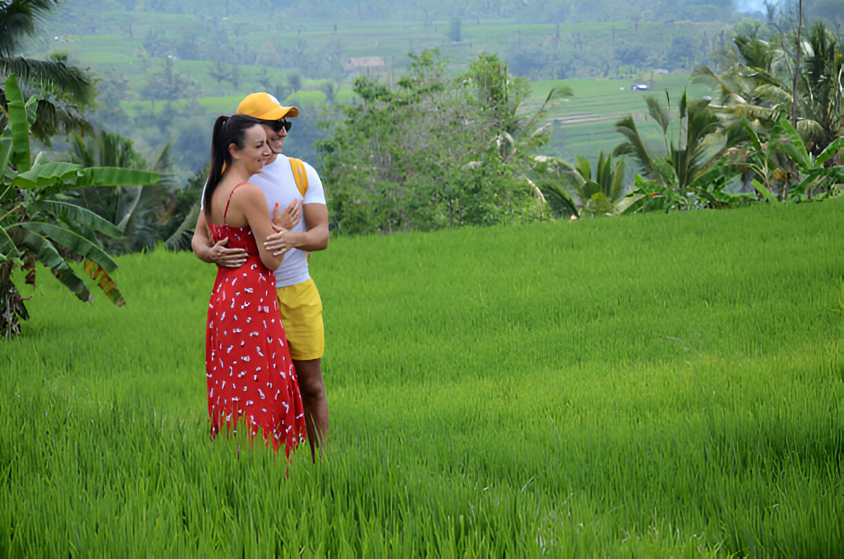 Couple Enjoying the Scenery of Jatiluwih Rice Terrace