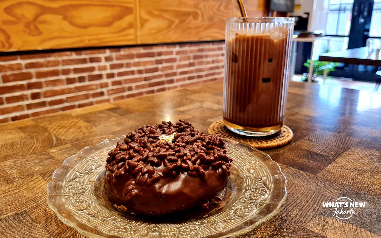 Iced Caramel Cocoa and Crispy Chocolate Donut