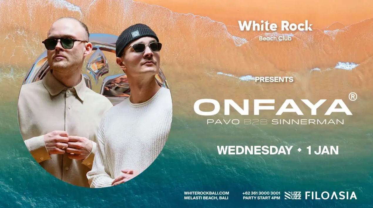 ONFAYA White Rock Beach Club Bali Best NYE Party 2024