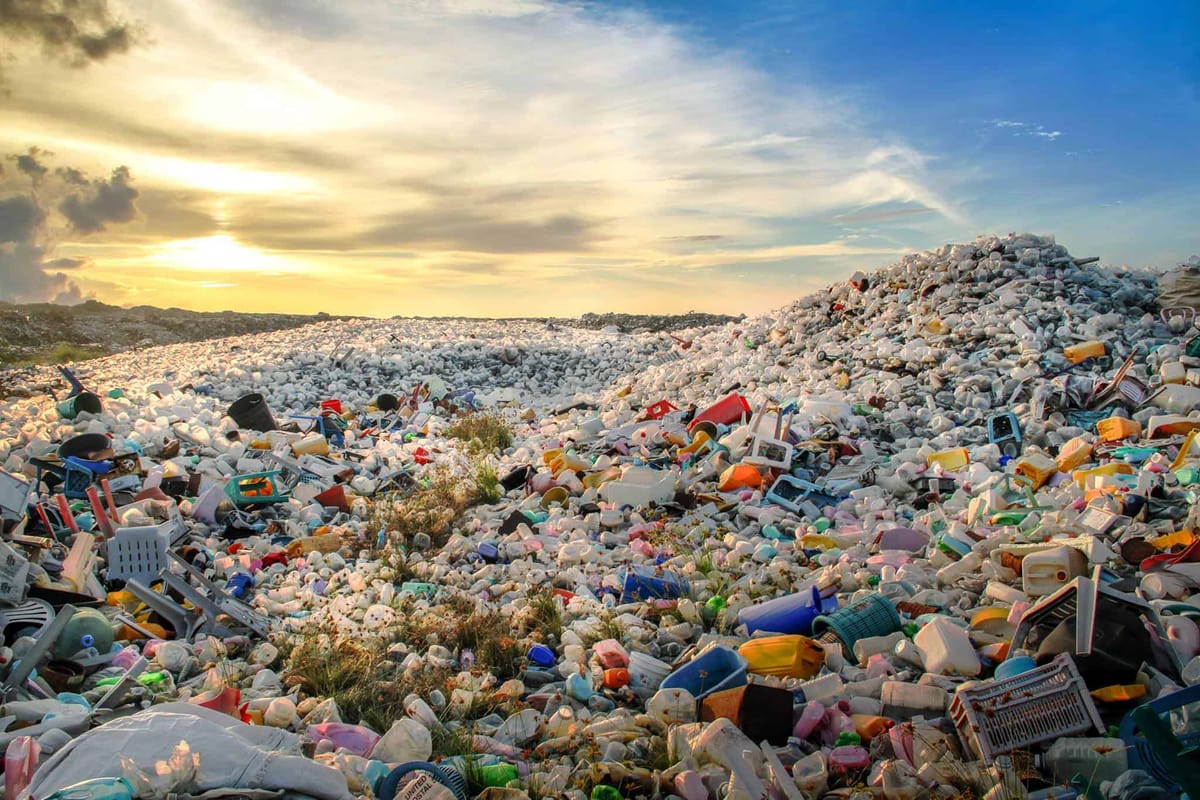 Pile of Plastic Waste in Bali Beach