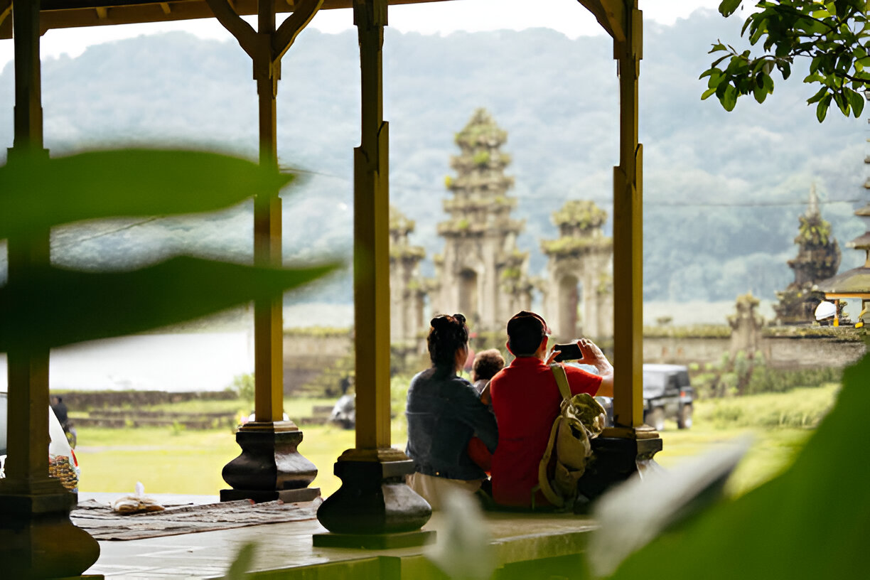 Tourist Visiting Bali's Temple