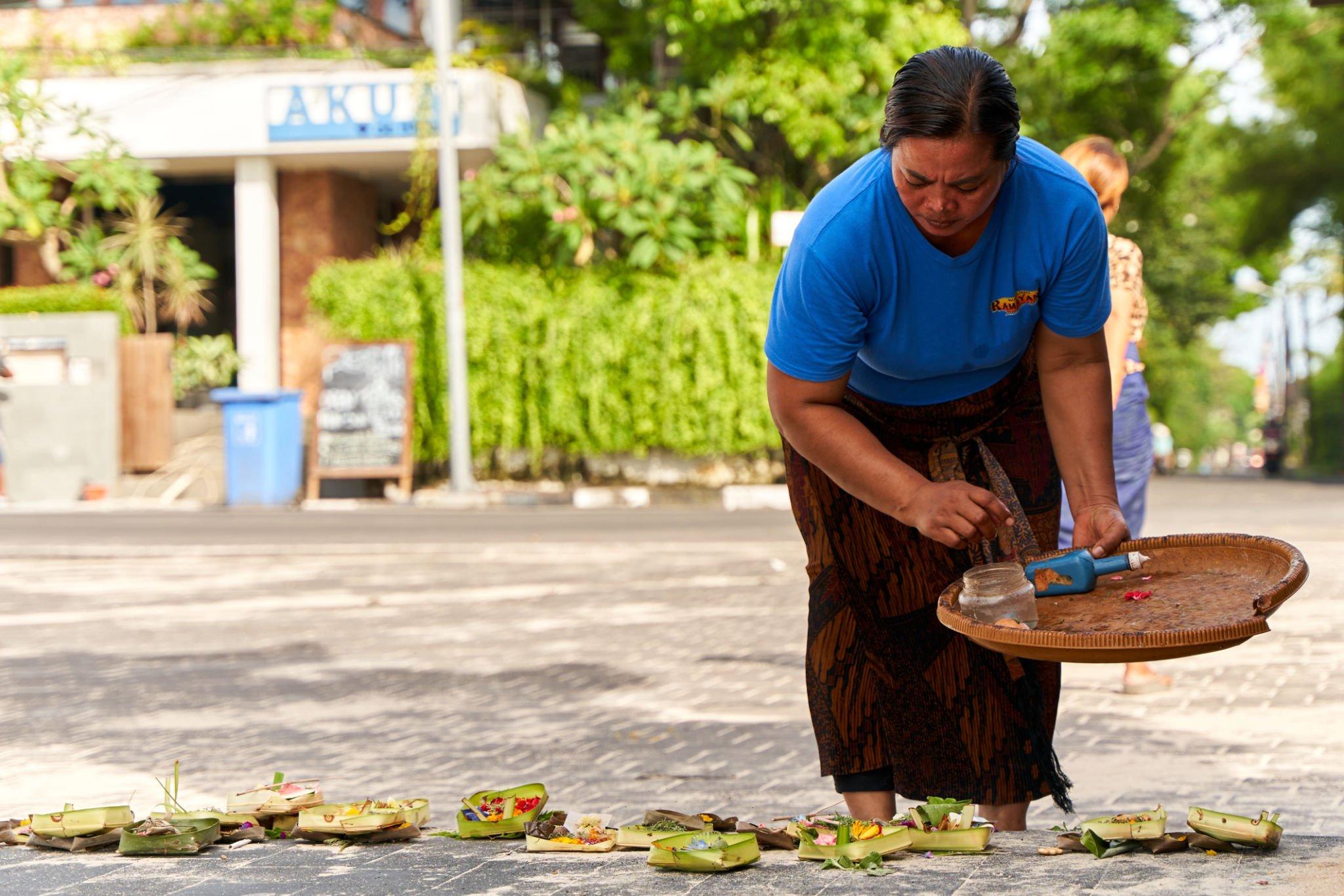 Canang Sari Placed on Street