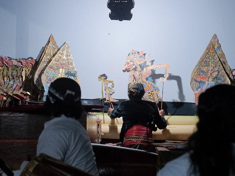 Wayang kulit as one of the performances at Sedekah Bumi