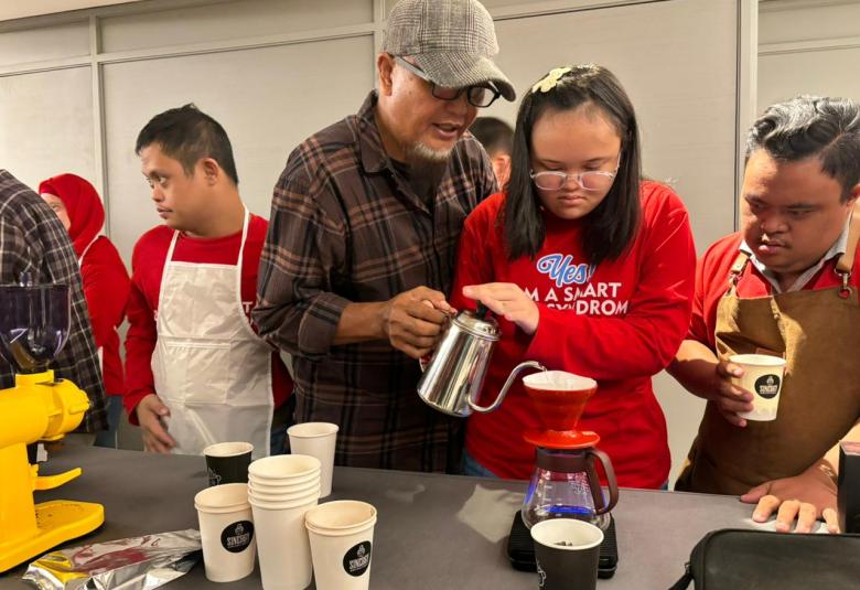 Here's the Joy of Children with Down Syndrome Learning to Make Coffee at Java Paragon Hotel & Residences Surabaya